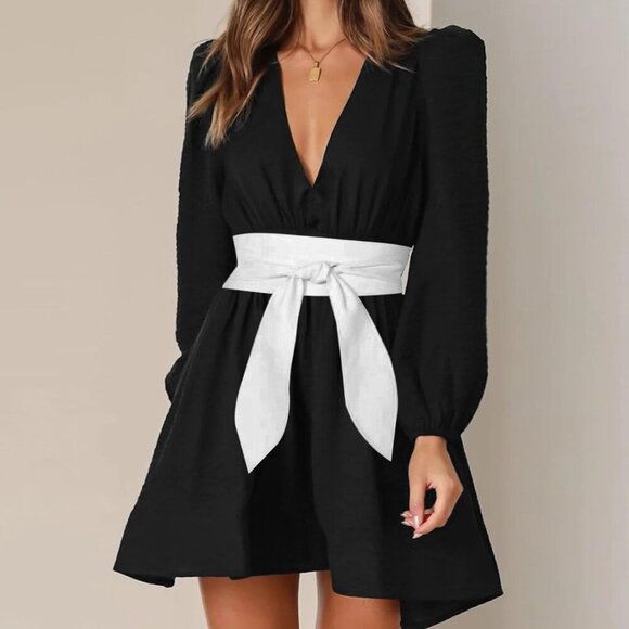 ❤️Women White Belt Wrap Around Wide Waistband Knotted Belt  for Dress - Picture 2 of 6